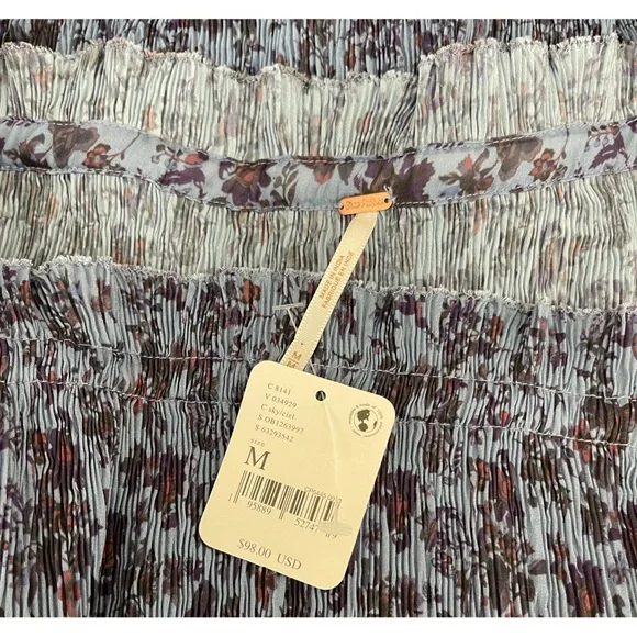 Free People Pretty Petal Off-Shoulder Blue Patterned Bodysuit NWT SZ M - Picture 10 of 15